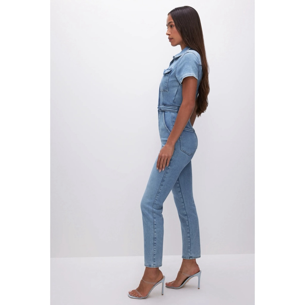 NWT Good American Fit For Success Denim Jumpsuit – Medium Blue Wash, Size Small - Picture 3 of 7